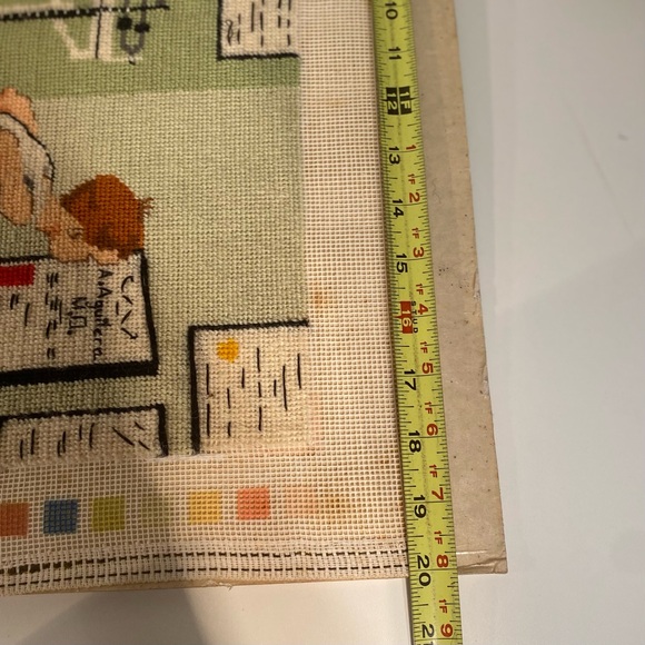 Vintage Norman Rockwell Needlepoint Large Wall Art Doctor Office 70s 18”x20” - Picture 11 of 11